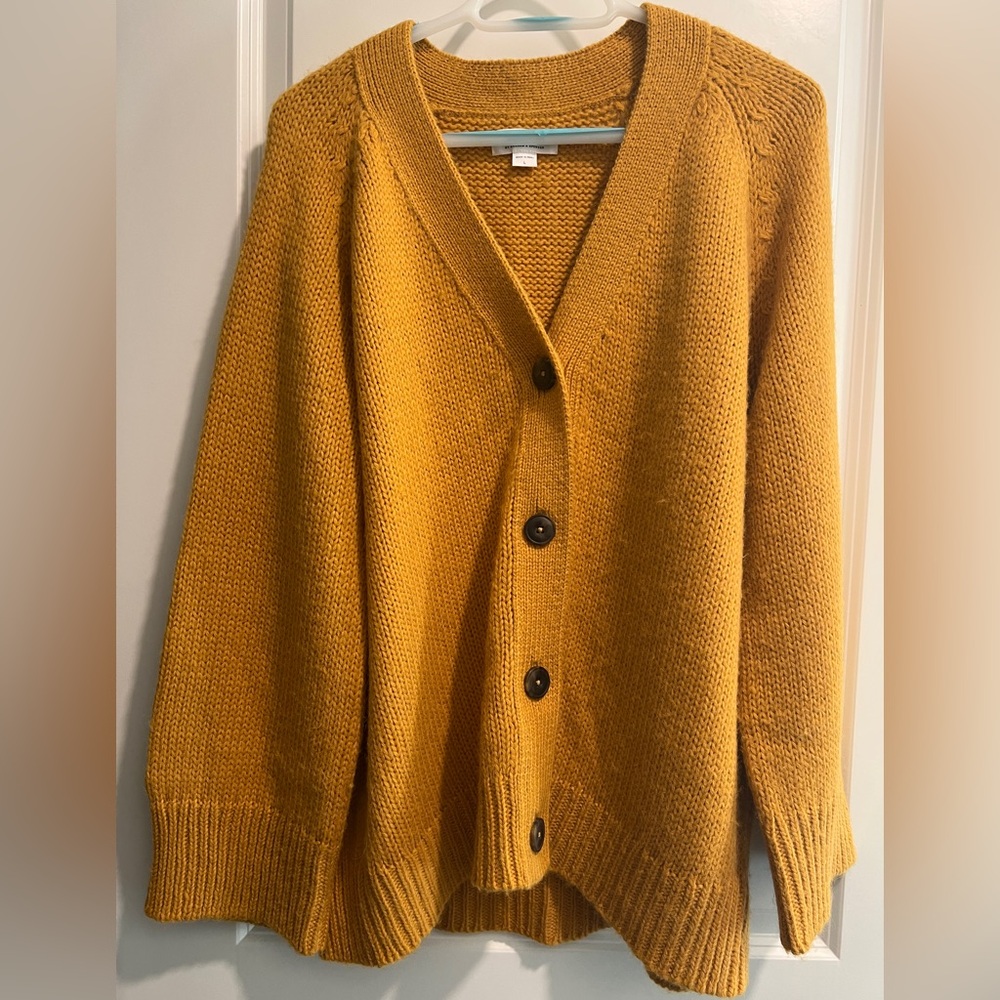 Velvet Gold Yellow Alpaca Cardigan - Size L